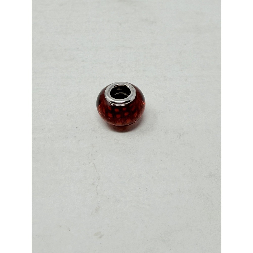 Shop LC CHARMES D'JOY Brown/Red Color Murano Style Charm in Sterling Silver 5683